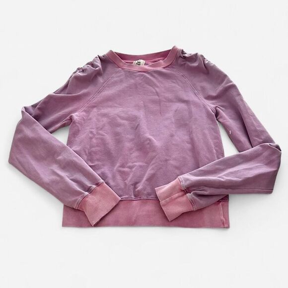 Boho Indie Anthropologie Rose-Dyed Ruched Sweatshirt Cozy French Terry (XS) - Picture 2 of 8